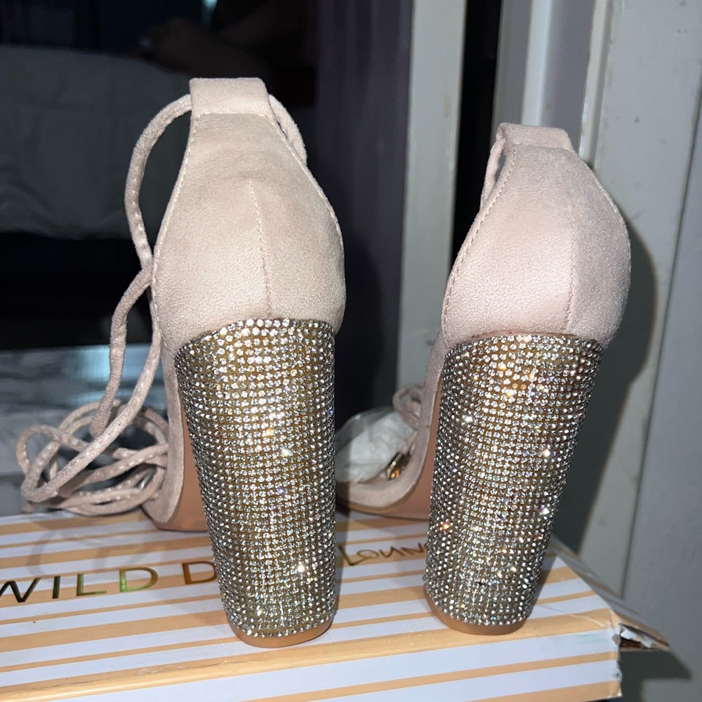 Blush/Nude Rhinestone High Heel with Clear Strap - Picture 6 of 11